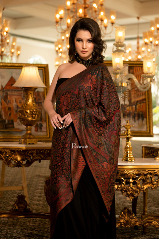 Pashtush India Womens Stoles and Scarves Scarf Pashtush Women's Antique Scarf, Extra Soft Bamboo, Ethnic Weave, Muted Tones