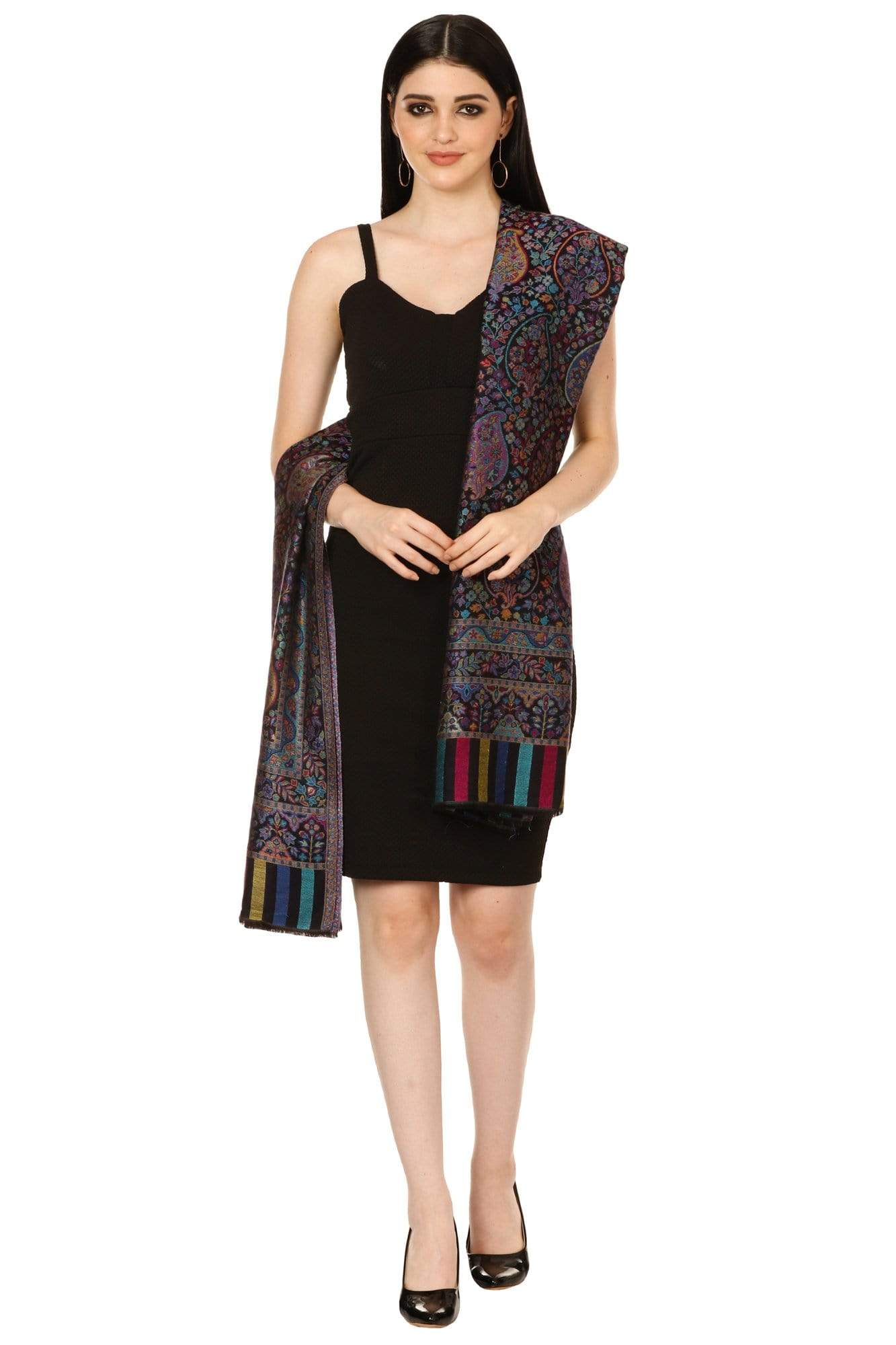 Pashtush Shawl Store Stole Pashtush Women's Antique Scarf, Extra soft Bamboo, Peacock Blue