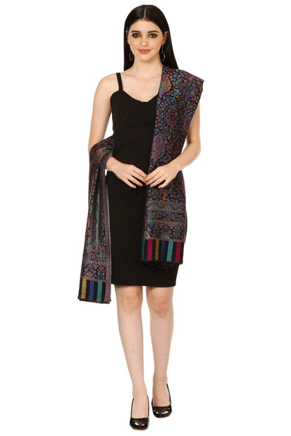 Pashtush Shawl Store Stole Pashtush Women's Antique Scarf, Extra soft Bamboo, Peacock Blue