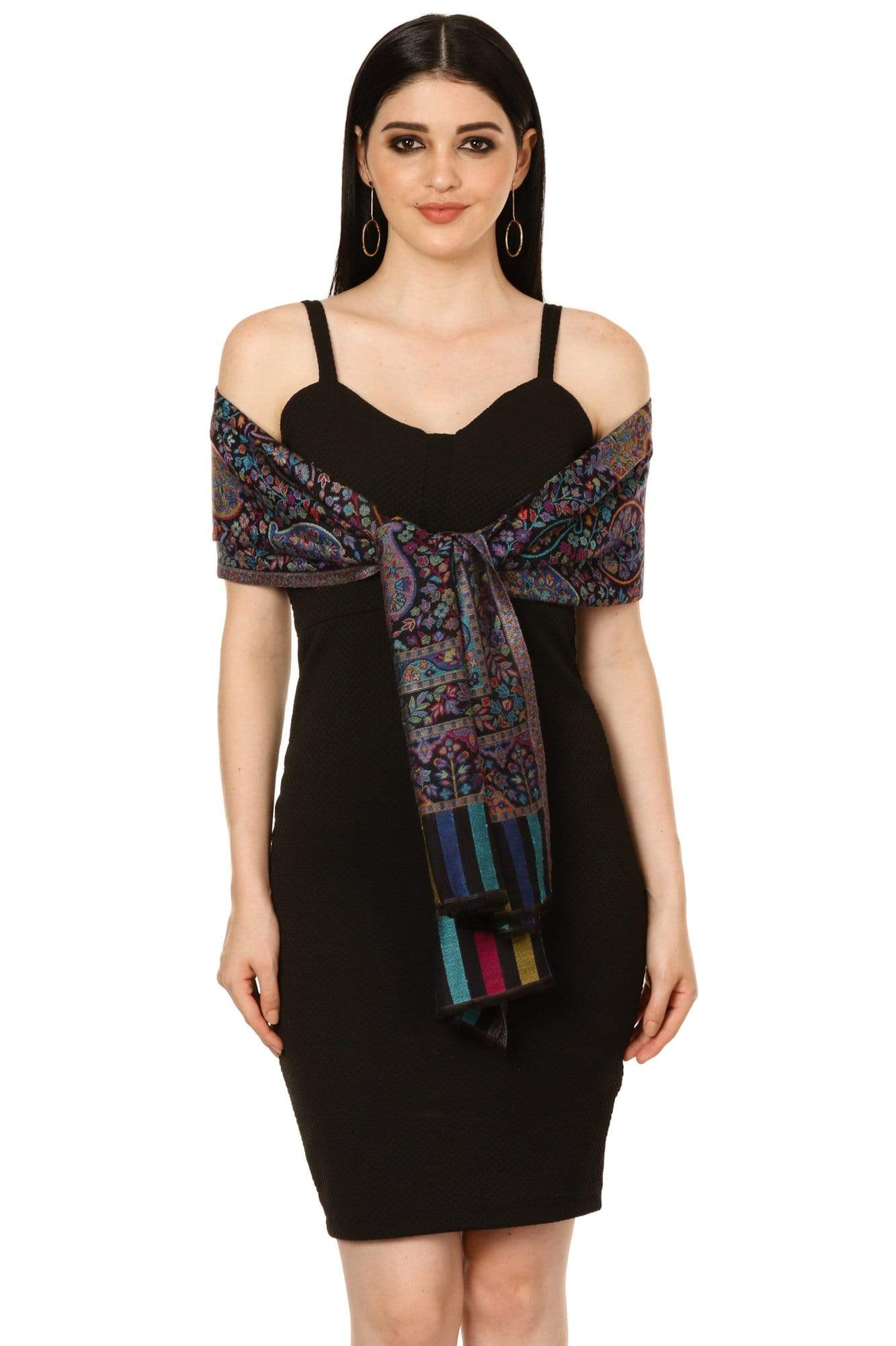 Pashtush Shawl Store Stole Pashtush Women's Antique Scarf, Extra soft Bamboo, Peacock Blue