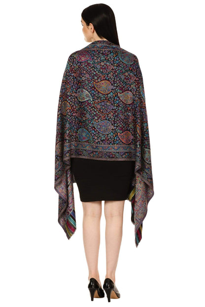 Pashtush Shawl Store Stole Pashtush Women's Antique Scarf, Extra soft Bamboo, Peacock Blue