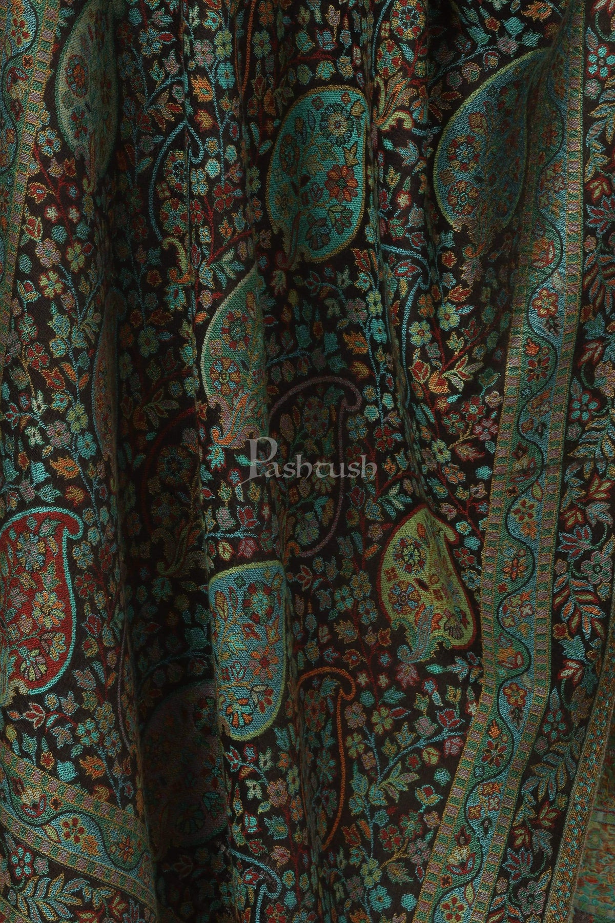Pashtush India 70x200 Pashtush Women's Antique Scarf, Extra soft Bamboo, Peacock Green