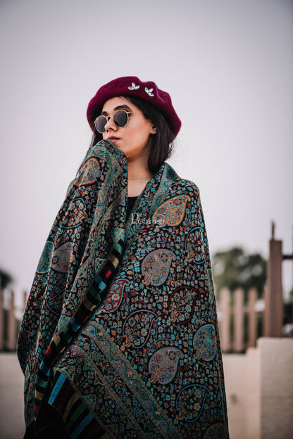 Pashtush India Womens Stoles and Scarves Scarf Pashtush Women'S Antique Scarf, Extra Soft Bamboo, Peacock Green