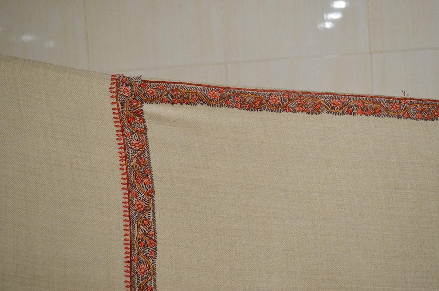 Pashtush India 100x200 Pashtush Women's Border Shawl, with Hand Embroidery, Warm Wool