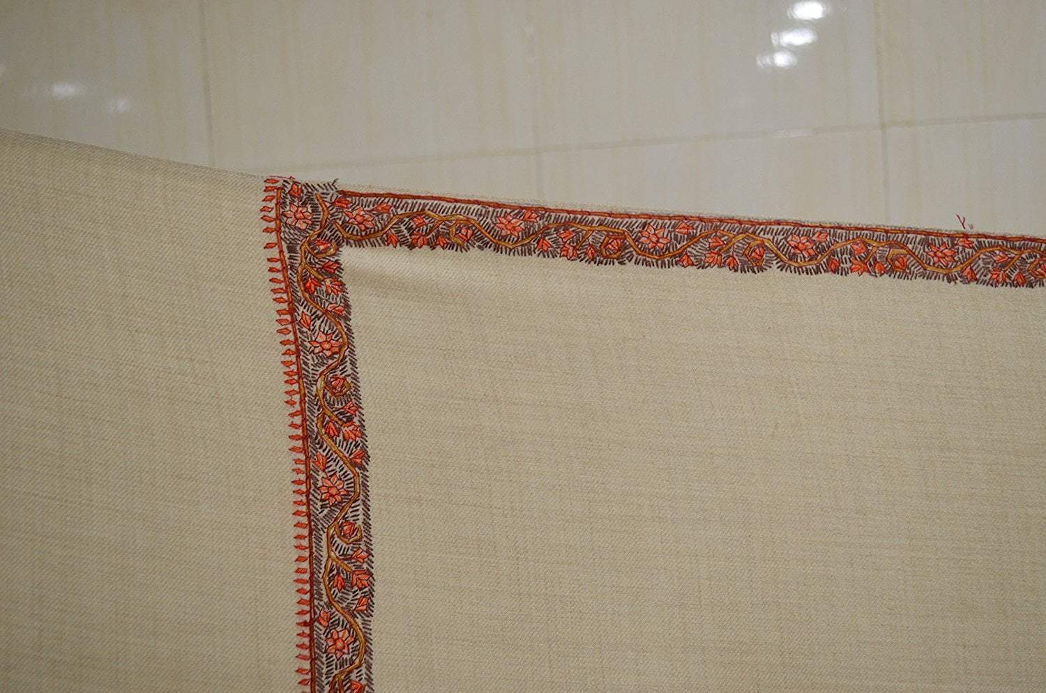 Pashtush India 100x200 Pashtush Women's Border Shawl, with Hand Embroidery, Warm Wool