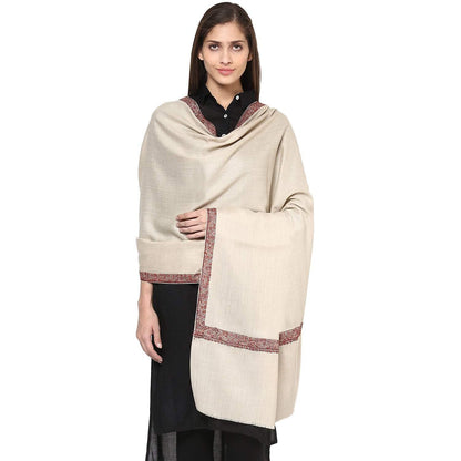 Pashtush India 100x200 Pashtush Women's Border Shawl, with Hand Embroidery, Warm Wool
