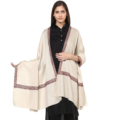 Pashtush India 100x200 Pashtush Women's Border Shawl, with Hand Embroidery, Warm Wool