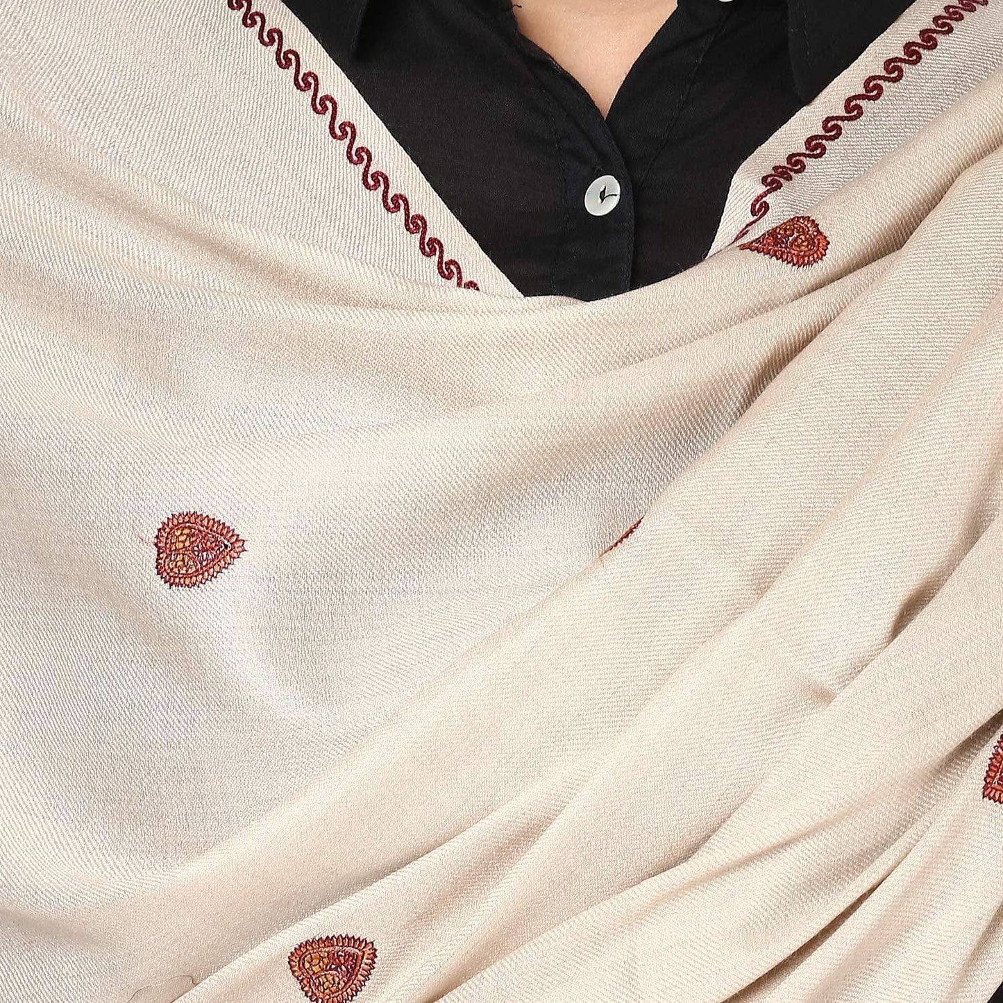 Pashtush Women'S Embroidery Shawl Fine Wool Shawl, Warm Soft And Elegant