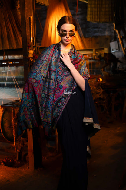 Pashtush India Womens Stoles and Scarves Scarf Pashtush Women's Ethnic Design, Soft Bamboo Scarf, Stoles, Wraps, Black
