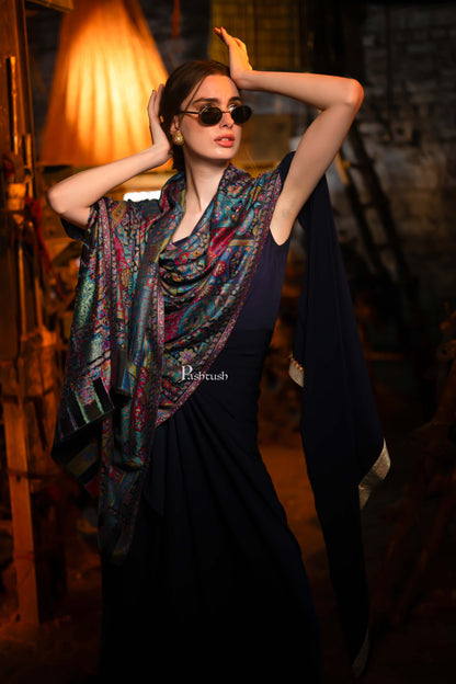 Pashtush India Womens Stoles and Scarves Scarf Pashtush Women's Ethnic Design, Soft Bamboo Scarf, Stoles, Wraps, Black