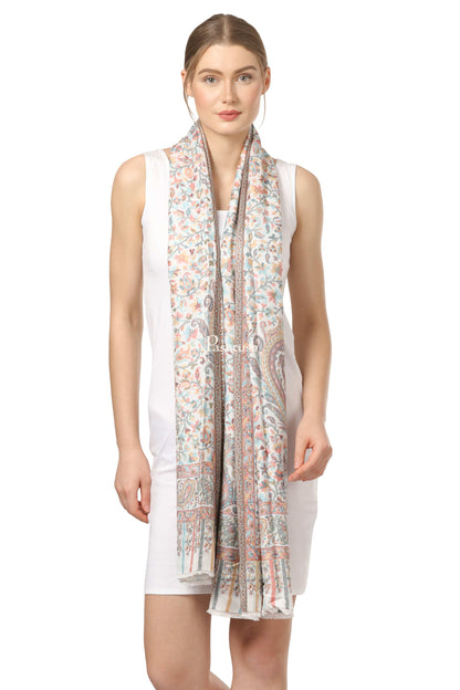 Pashtush India Womens Stoles and Scarves Scarf Pashtush Women'S Ethnic Design, Soft Bamboo Scarf, Stoles, Wraps (Ivory)