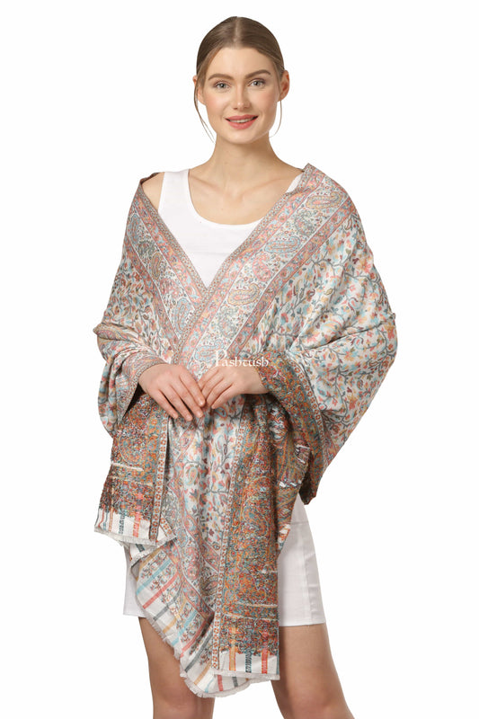 Pashtush India Womens Stoles and Scarves Scarf Pashtush Women'S Ethnic Design, Soft Bamboo Scarf, Stoles, Wraps (Ivory)