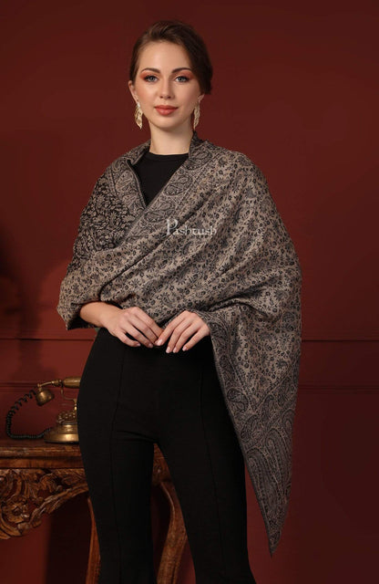 Pashtush India 70x200 Pashtush Women's Ethnic Weave Stole, Fine Wool
