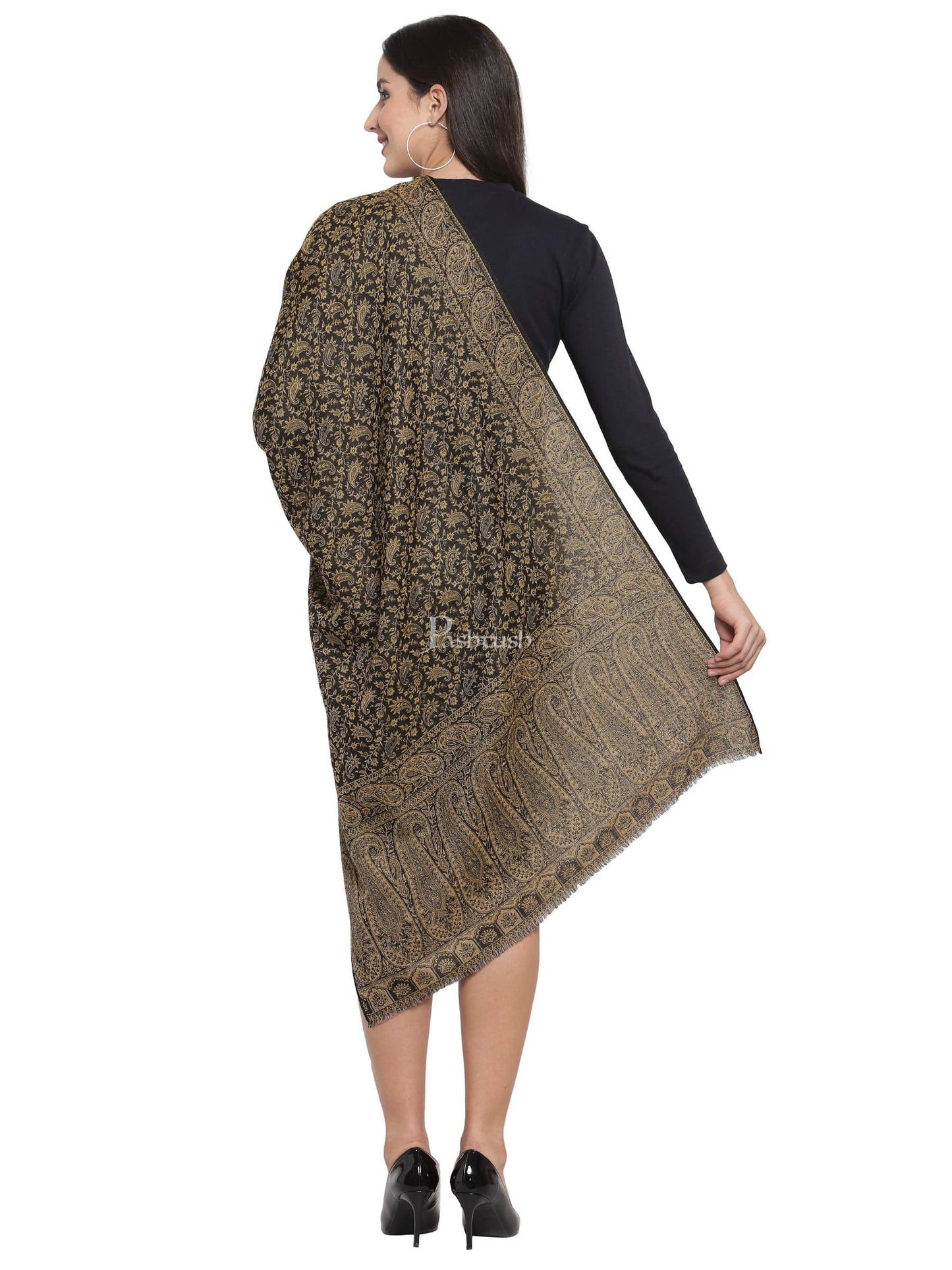 Pashtush India Womens Stoles and Scarves Scarf Pashtush Women'S Ethnic Weave Stole, Fine Wool