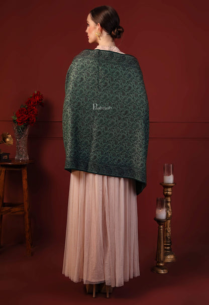 Pashtush India 70x200 Pashtush Women's Ethnic Weave Stole, Fine Wool, bottle green