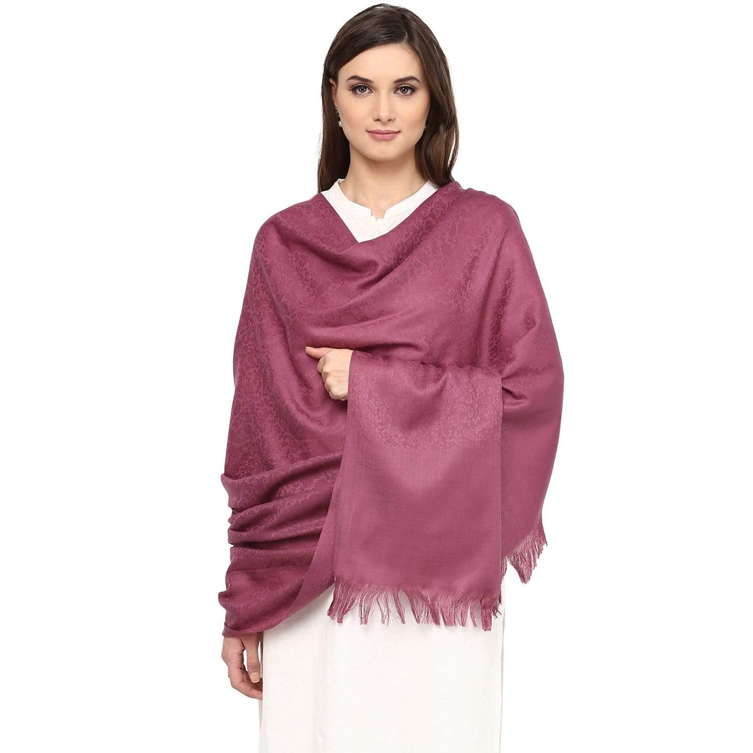 Pashtush India 100x200 Pashtush Women's Fine Wool Shawl, Paisley Design, Peel Lilac