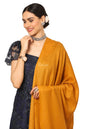 Pashtush India Womens Shawls Pashtush Women'S Fine Wool Shawl, Soft And Warm, Aztec Design, Jacquard Weave - Palla Mustard