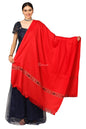 Pashtush India Womens Shawls Pashtush Women'S Fine Wool Shawl, Soft And Warm, Aztec Design, Jacquard Weave - Red