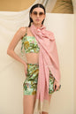 Pashtush India Womens Stoles and Scarves Scarf Pashtush Women's Fine Wool Stole, Checkered Design, Beige and Powder Pink