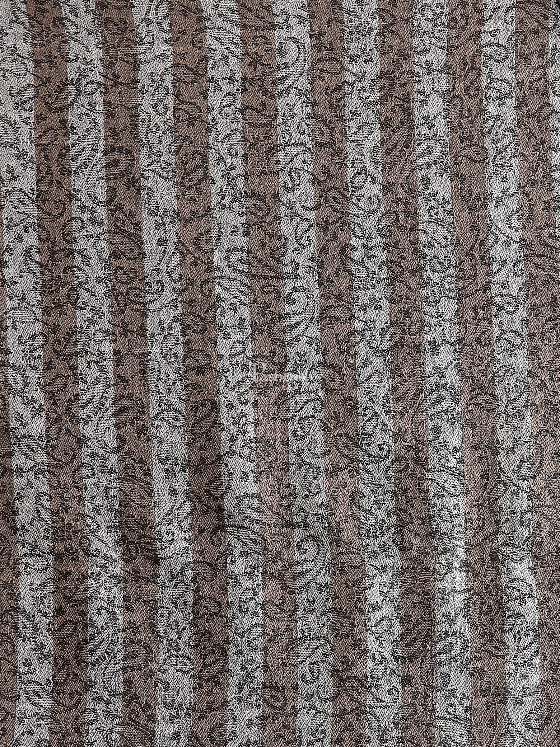 Pashtush India Womens Stoles and Scarves Scarf Pashtush Women'S Fine Wool Striped Stole, Self Weave, Black And Brown