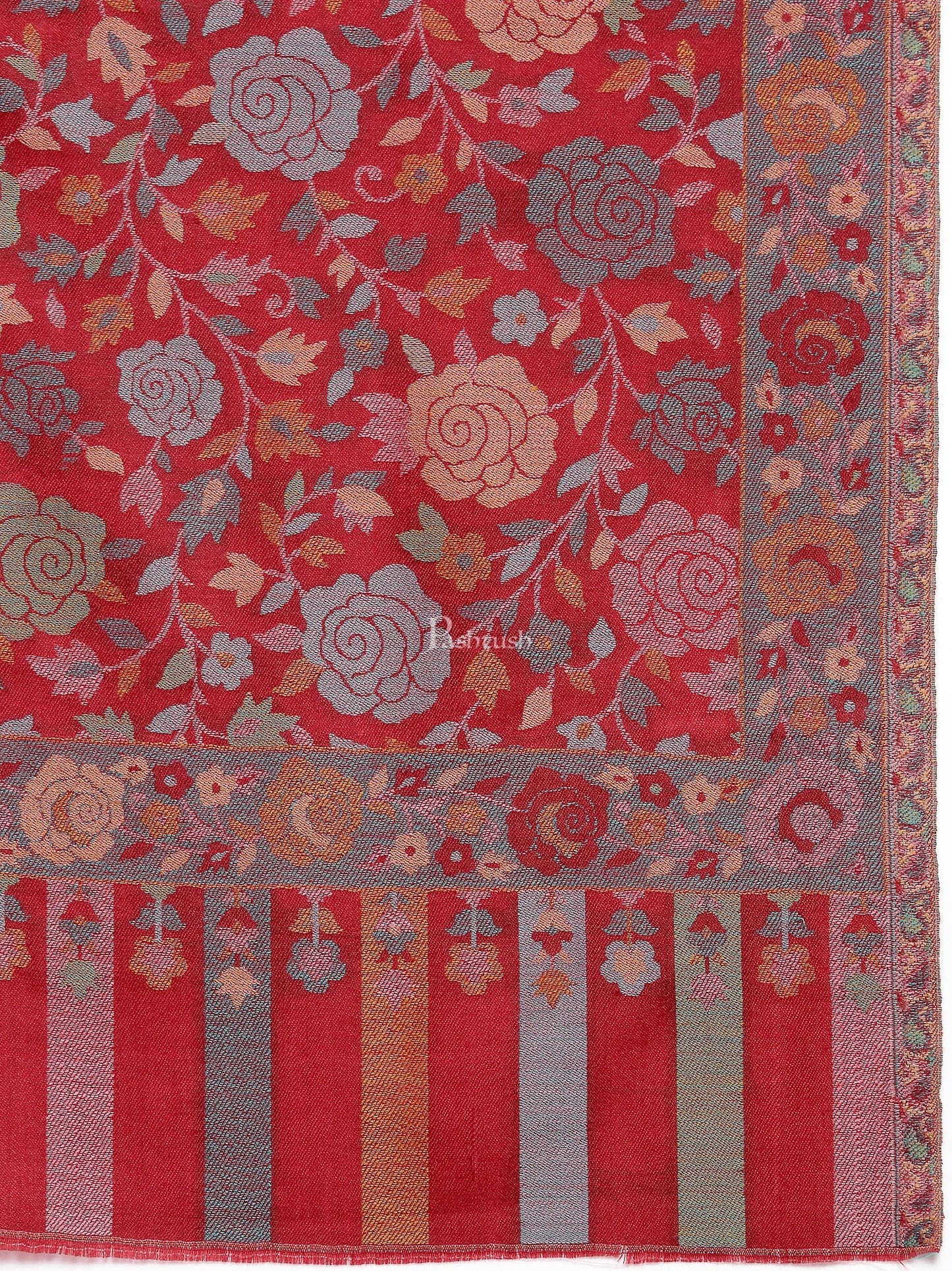 Pashtush Shawl Store Womens Stoles and Scarves Scarf Pashtush Women'S Floral, Fine Wool, Gulaabdar, Stole , Maroon