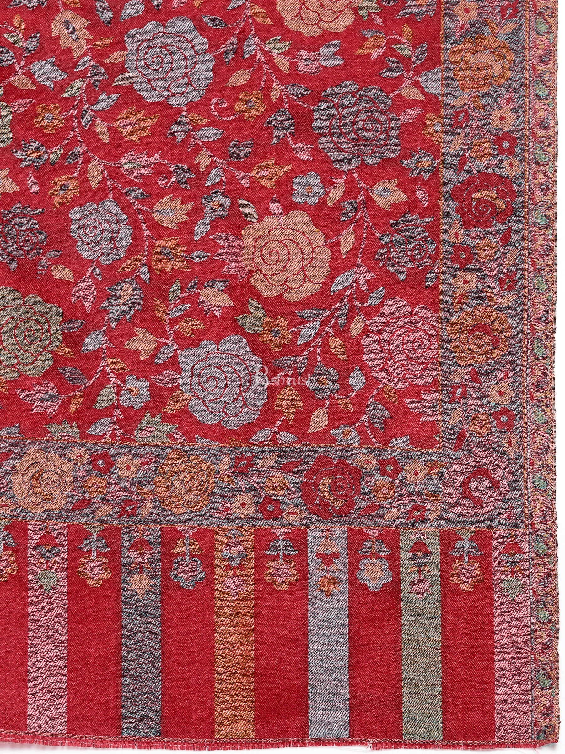 Pashtush Shawl Store Womens Stoles and Scarves Scarf Pashtush Women'S Floral, Fine Wool, Gulaabdar, Stole , Maroon