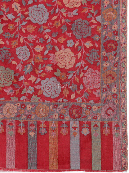 Pashtush Shawl Store Womens Stoles and Scarves Scarf Pashtush Women'S Floral, Fine Wool, Gulaabdar, Stole , Maroon