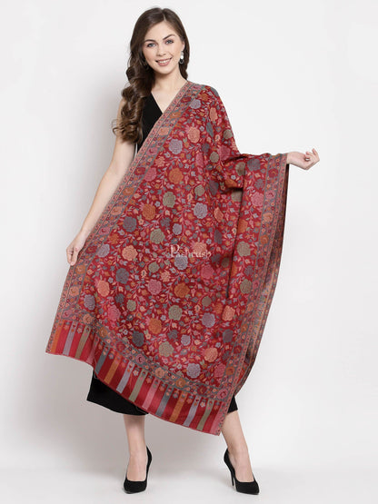 Pashtush Shawl Store Womens Stoles and Scarves Scarf Pashtush Women'S Floral, Fine Wool, Gulaabdar, Stole , Maroon