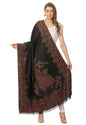 Pashtush India Womens Shawls Pashtush Women'S Jacquard Ambi Shawl, Warm And Soft, Faux Pashmina - Black