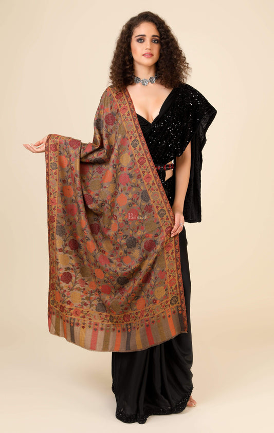 Pashtush India 70x200 Pashtush Women's Jacquard Ethnic light weight floral Stole , Multi-coloured