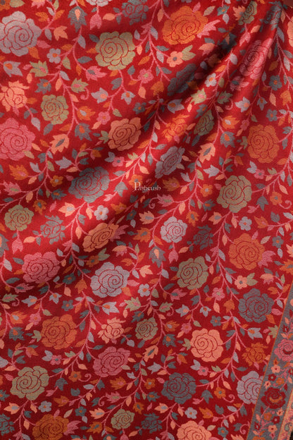 Pashtush Shawl Store Pashtush Women's Jacquard Kaani light weight floral Stole , Maroon