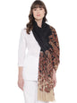 Pashtush India Womens Shawls Pashtush Women's Jacquard Palla Shawl, Soft Faux Pashmina - Beige and Black