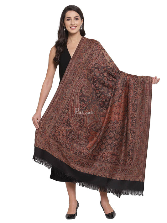 Pashtush India Womens Shawls Pashtush Women'S Jamawar Shawl, Black