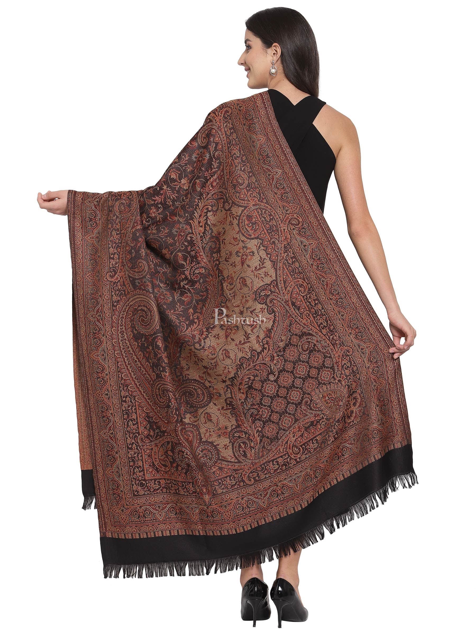 Pashtush India Womens Shawls Pashtush Women'S Jamawar Shawl, Black