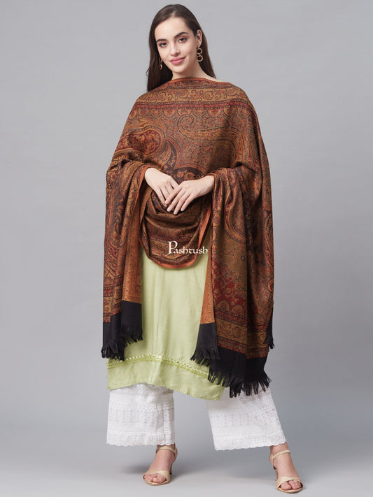 Pashtush India Womens Shawls Pashtush Women'S Jamawar Shawl, Black