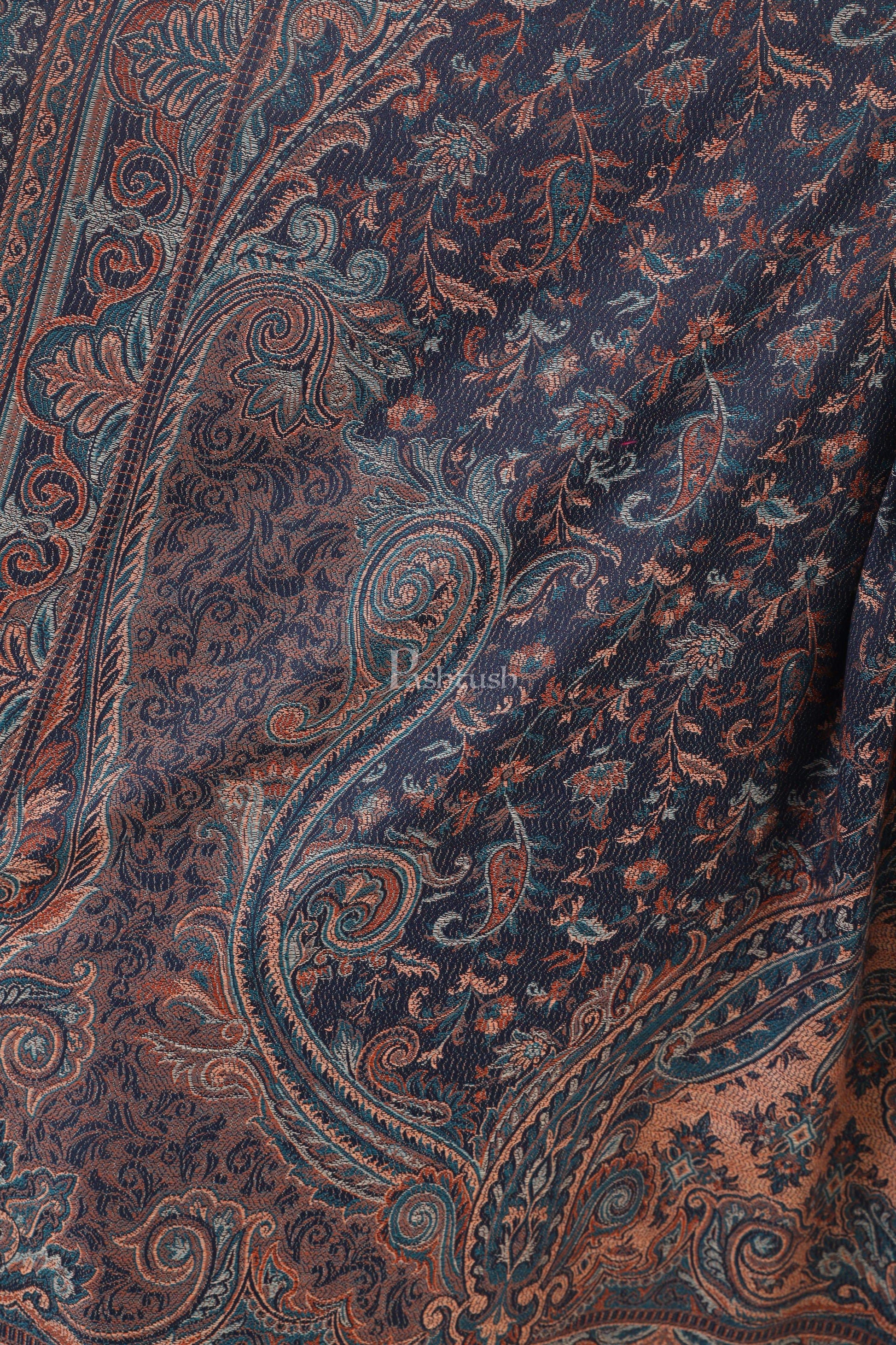 Pashtush India 100x200 Pashtush Women's Jamawar Shawl, Blue