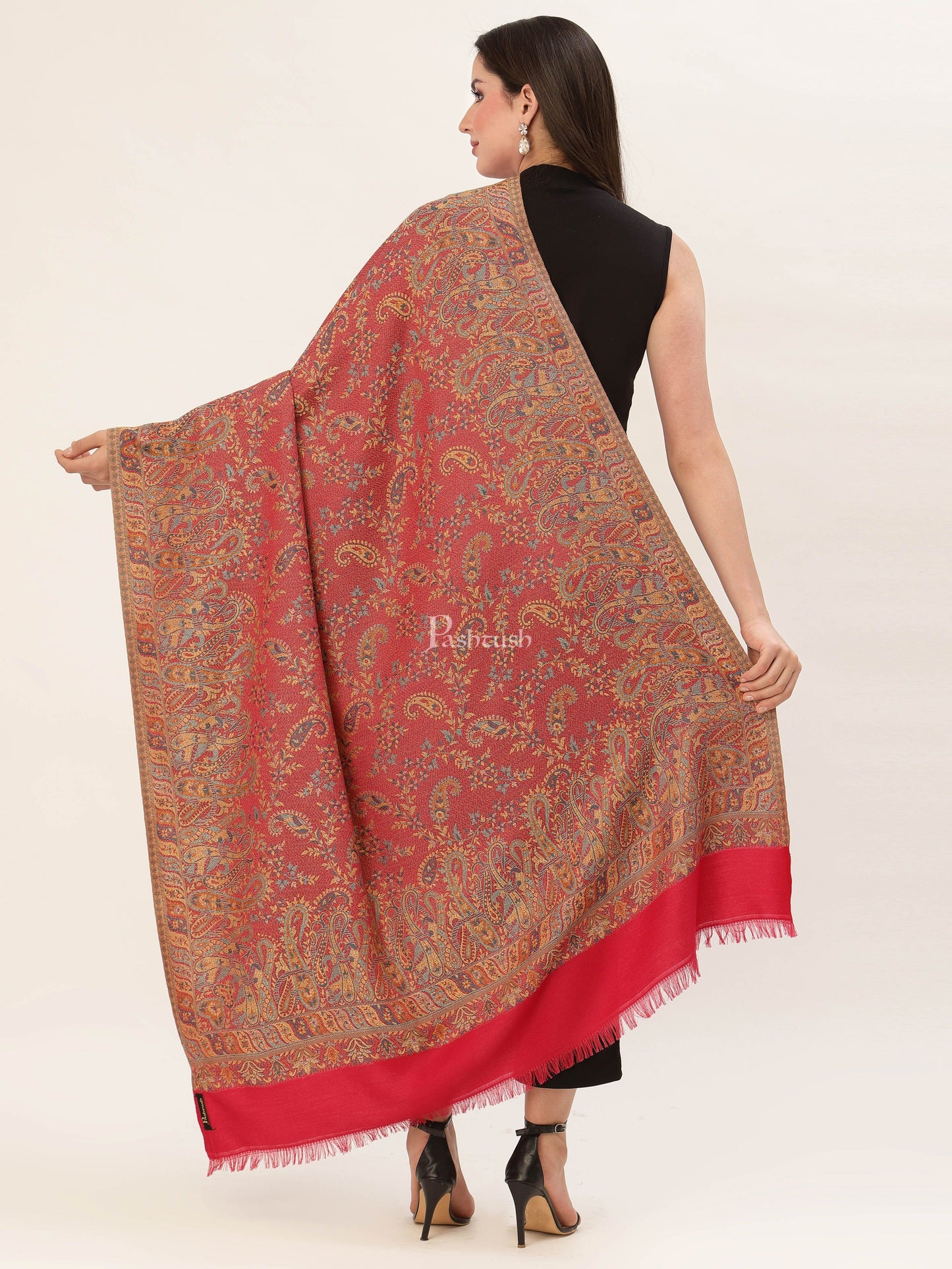 Pashtush India Womens Shawls Pashtush Women'S Jamawar Shawl, Faux Pashmina