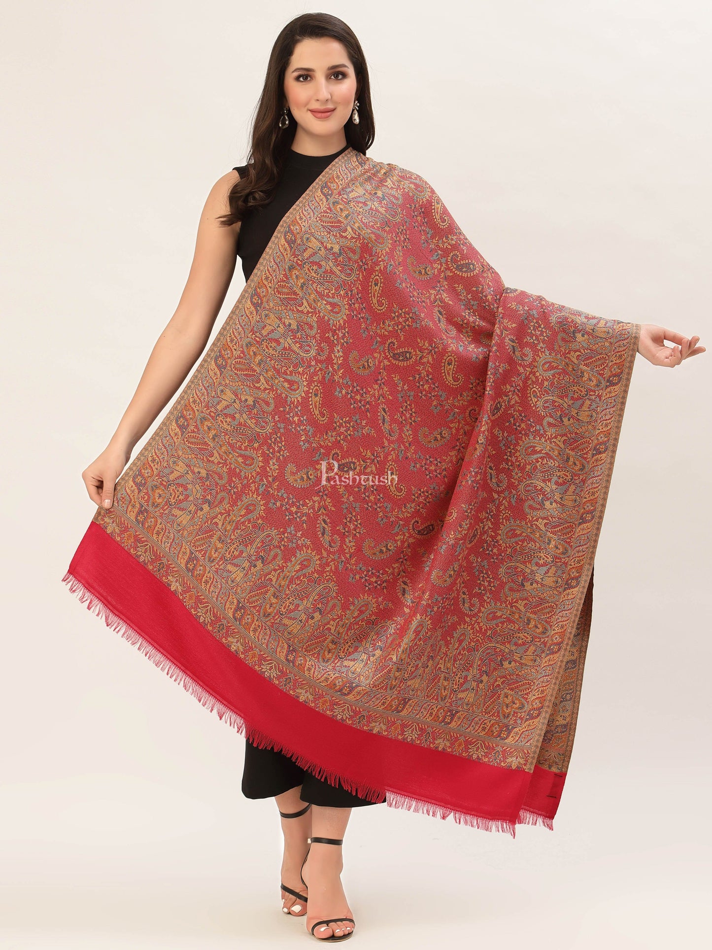 Pashtush India Womens Shawls Pashtush Women'S Jamawar Shawl, Faux Pashmina