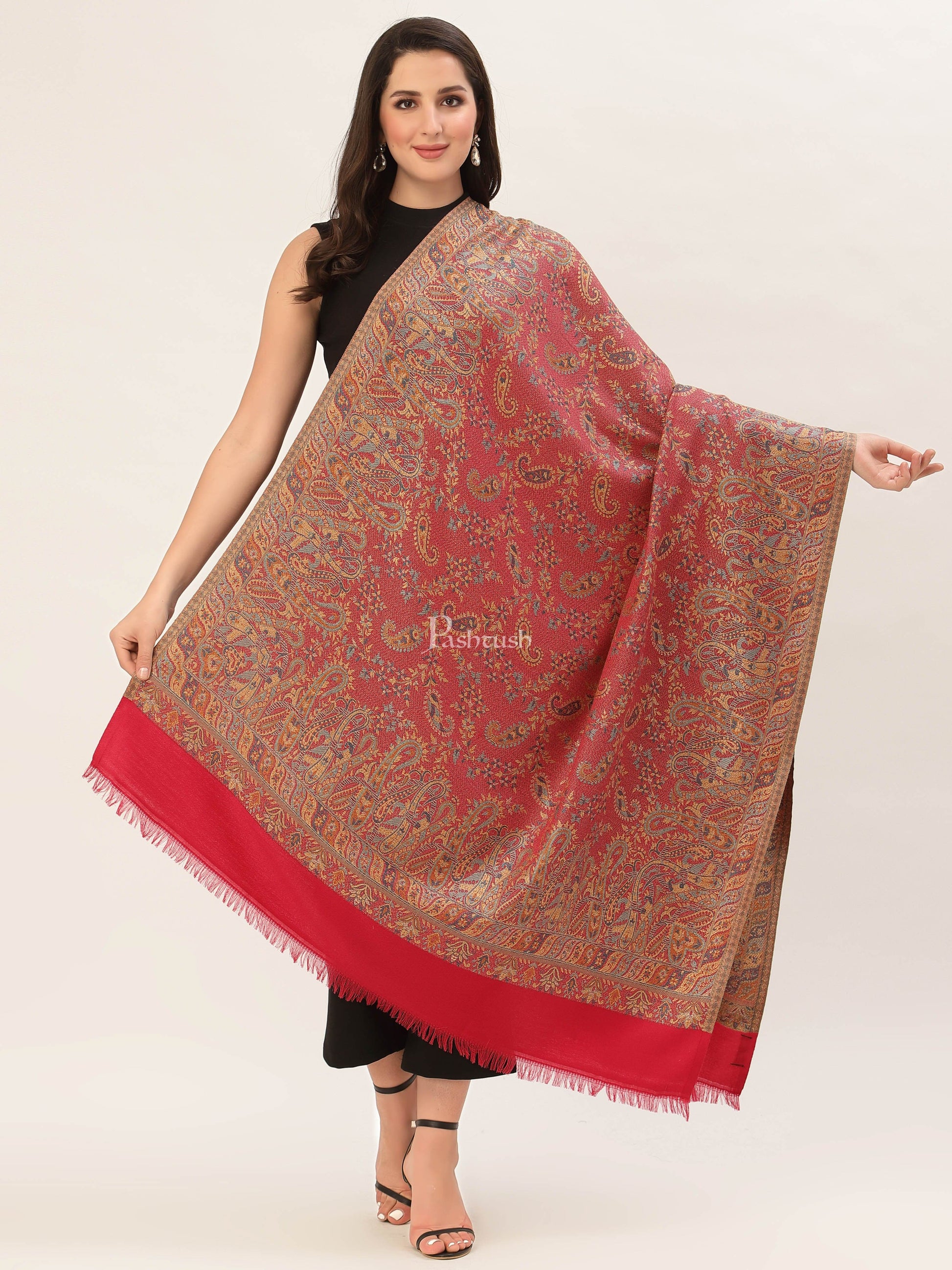 Pashtush India Womens Shawls Pashtush Women'S Jamawar Shawl, Faux Pashmina