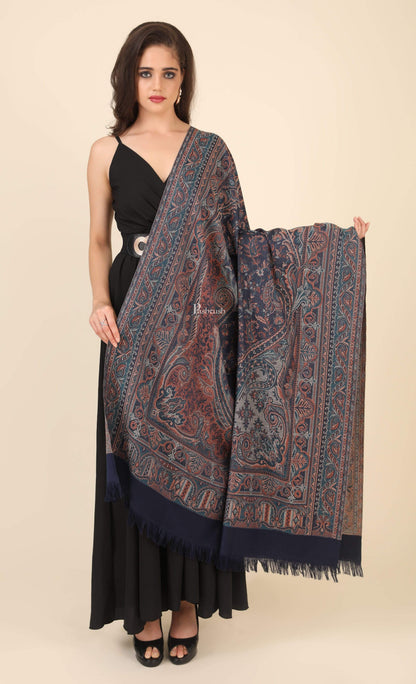 Pashtush India 100x200 Pashtush Women's Jamawar Shawl, Faux Pashmina, Blue