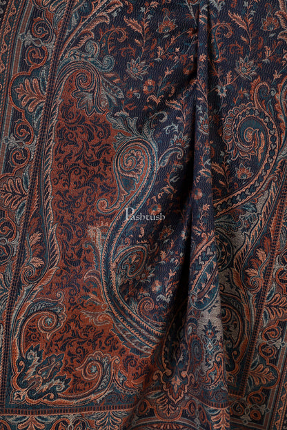 Pashtush India 100x200 Pashtush Women's Jamawar Shawl, Faux Pashmina, Blue