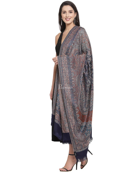 Pashtush India Womens Shawls Pashtush Women'S Jamawar Shawl, Navy Blue