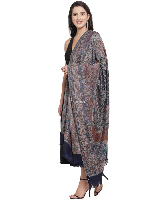 Pashtush India Womens Shawls Pashtush Women'S Jamawar Shawl, Navy Blue