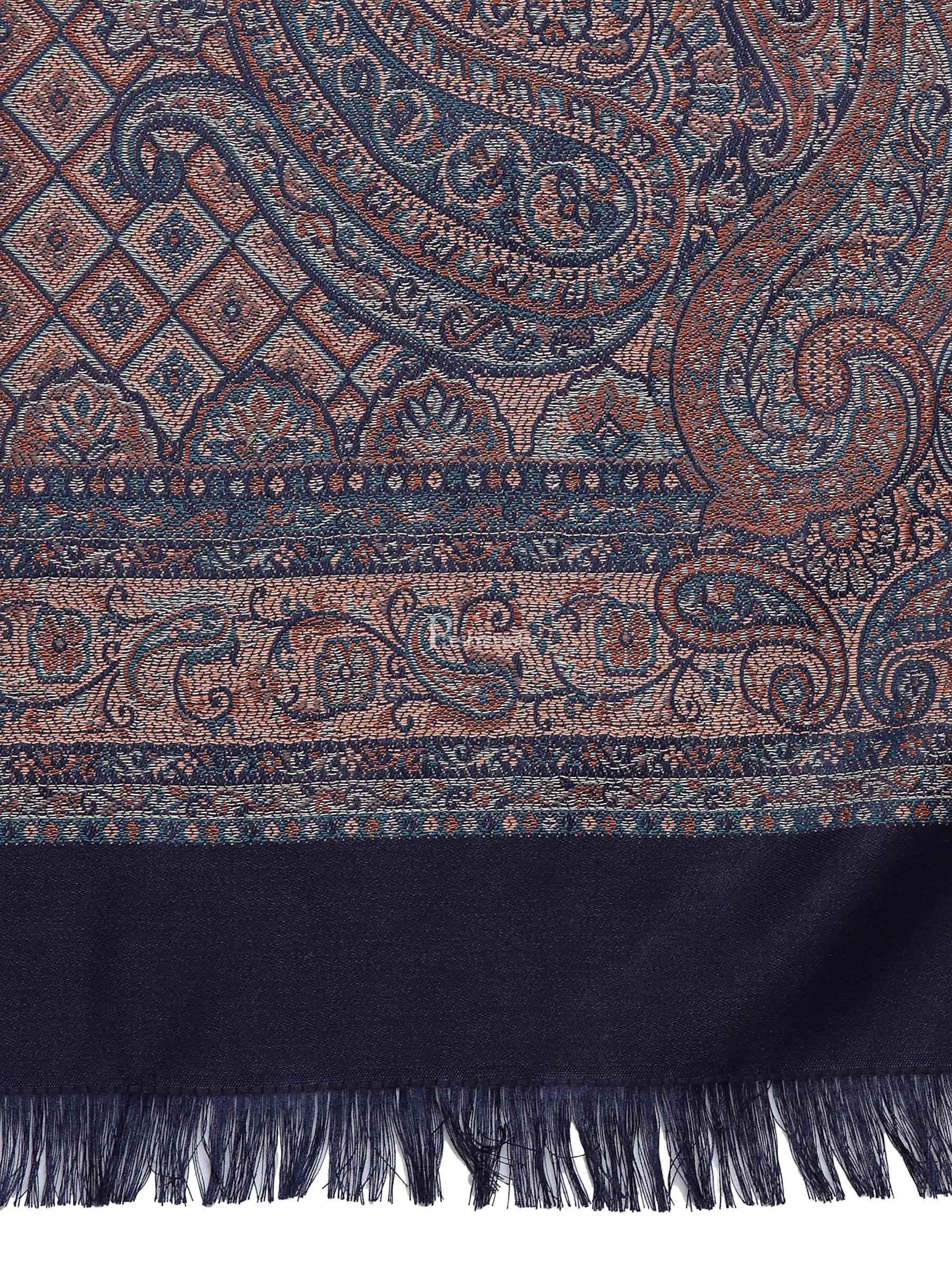 Pashtush India Womens Shawls Pashtush Women'S Jamawar Shawl, Navy Blue