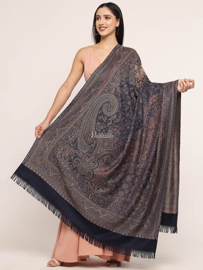 Pashtush India Womens Shawls Pashtush Women'S Jamawar Shawl, Navy Blue