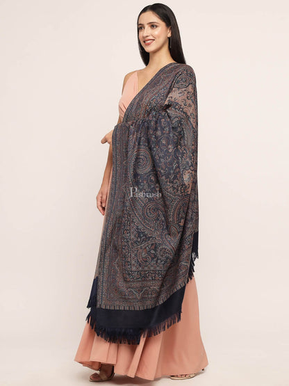 Pashtush India Womens Shawls Pashtush Women'S Jamawar Shawl, Navy Blue