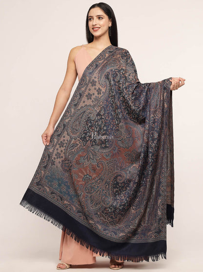 Pashtush India Womens Shawls Pashtush Women'S Jamawar Shawl, Navy Blue