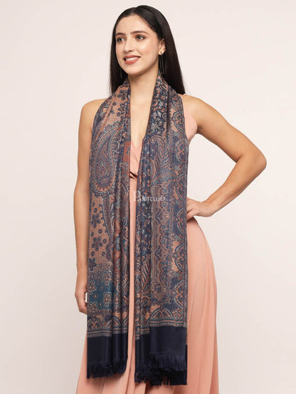 Pashtush India Womens Shawls Pashtush Women'S Jamawar Shawl, Navy Blue