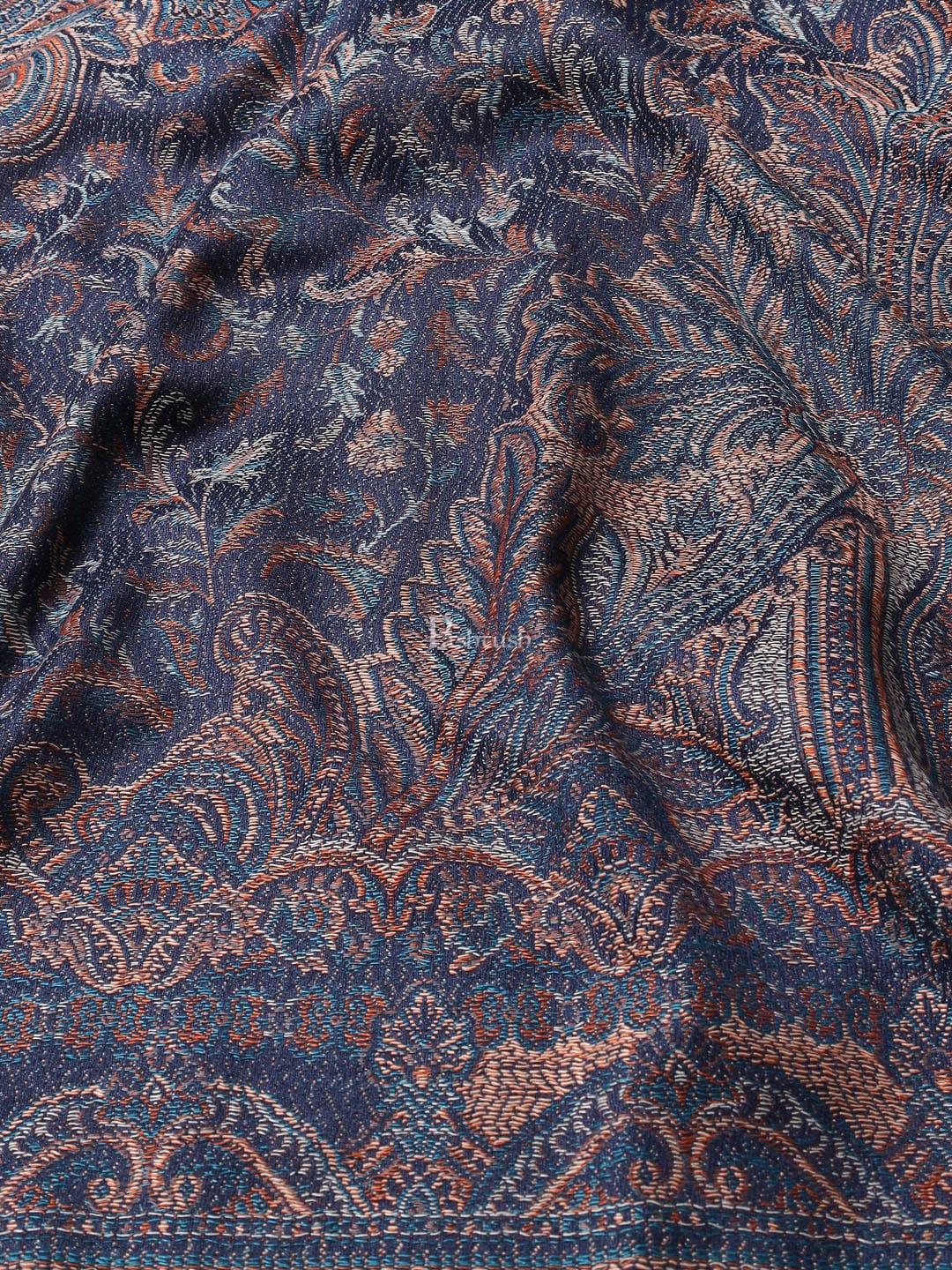 Pashtush India Womens Shawls Pashtush Women'S Jamawar Shawl, Navy Blue