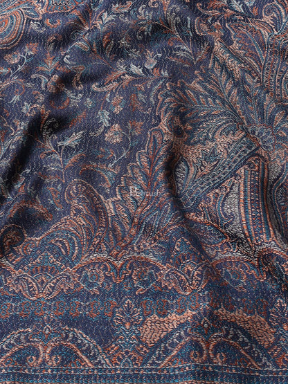Pashtush India Womens Shawls Pashtush Women'S Jamawar Shawl, Navy Blue